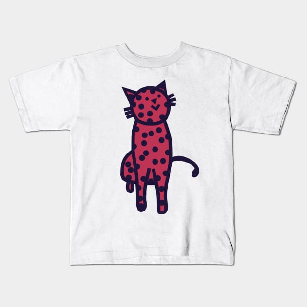 Spotty Kitty Cat in Viva Magenta Color of the Year 2023 Kids T-Shirt by ellenhenryart